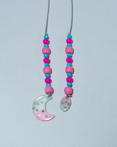 Pullrings moon pink and blue