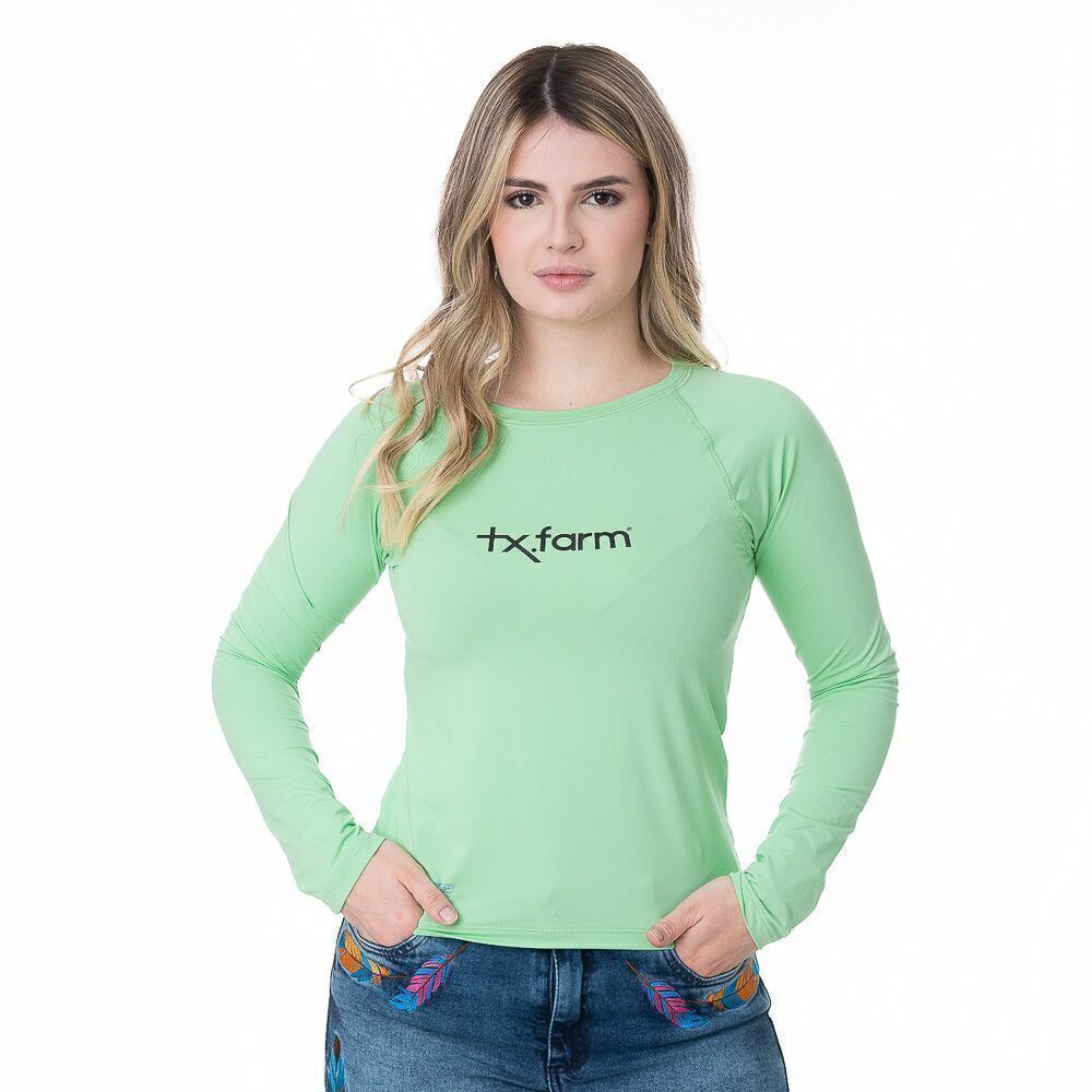 Camiseta Térmica UV50+ Texas Farm Feminina Verde Lima