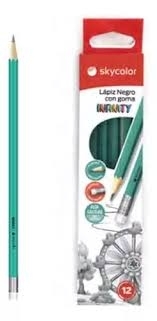 LAPICES NEGRO SKYCOLOR X12 LARGOS CON GOMA INFINITY