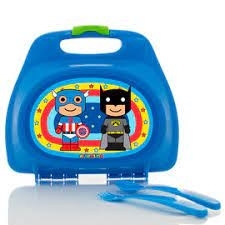 SET VALIJA INFANTIL CON CUBIERTOS SUPERHEROES