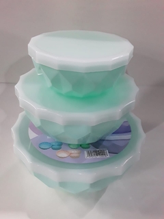 SET X 3 BOWLS CON TAPA PASTEL