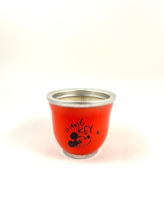 MATE DE VIDRIO FORRADO MICKEY ROJO