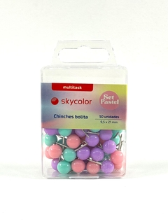 CHINCHES BOLITA SKYCOLOR EN ESTUCHE X50 PASTEL