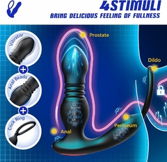 Vibrador Anal e Massageador de Próstata com Anel 7 Modos