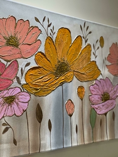 Cuadro de flores con relieve de 50 x 120 - tienda online