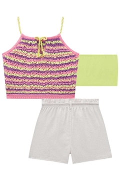 Conjunto de Top Cropped em Tricot 100% Algodão e Shorts em Tecido Eco Linen na internet