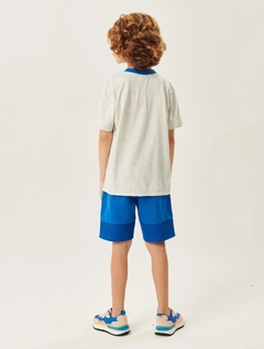 Conjunto Camiseta E Bermuda Mescla E Azul Catavento - Boutique On Kids!