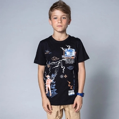 Camiseta Infantil Masculina Johnny Fox Anime Preto