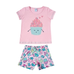 Pijama Curto Cupcake Meia Malha Toddler