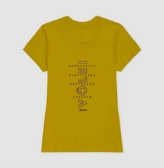 CAMISETA FEMININA - EXCELÊNCIA DISCIPLINA CORAGEM DEDICAÇÃO