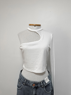 Cropped Canelado off white - comprar online