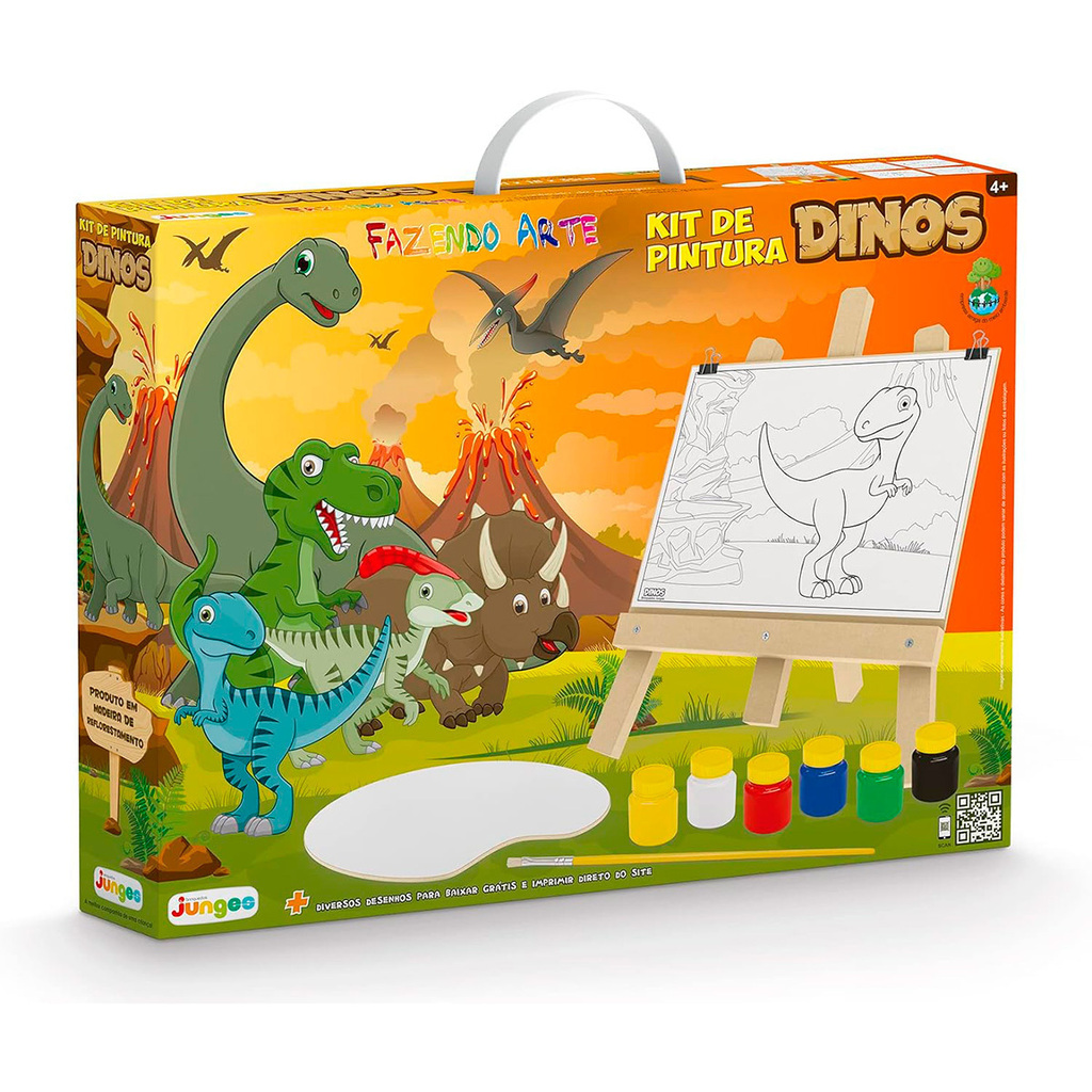 Kit de Pintura Infantil c/ 01 Mini Cavalete + 2 Telas + 06 Cores de tintas  + 01 Pincel