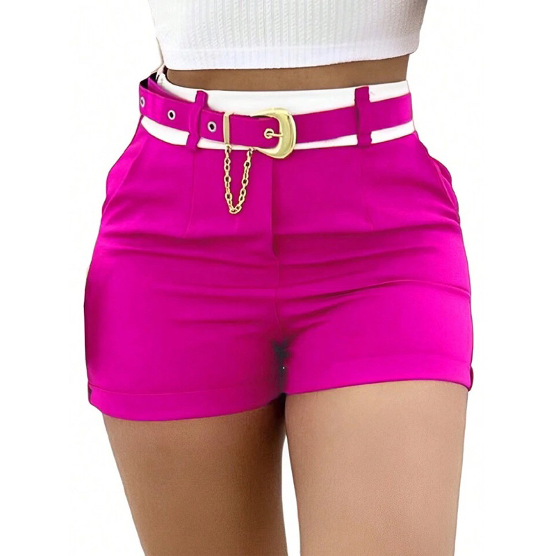 Short Plus Size Feminino Alfaiataria Com Cinto Cintura Alta - RSL