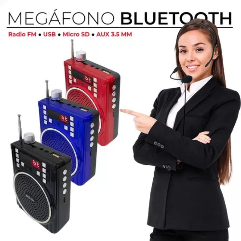 Micrófono vincha + amplificador de voz portátil 10W, bluetooth