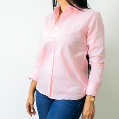 CAMISERA PREMIUM ROSADA LINEAS BLANCAS