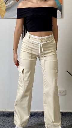 Pantalon beige con cinturon REF 153 - comprar online