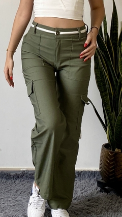 Cargo Pant verde militar con pretina combinada REF 152 - comprar online