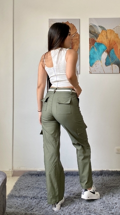 Cargo Pant verde militar con pretina combinada REF 152 en internet