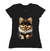 Camiseta Lulu tricolor preto branco e caramelo sentado - comprar online