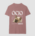 Camiseta com estampa de um bulldog e a palavra "Ócio".