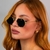 Óculos de Sol Octagonal Preto com Dourado - comprar online