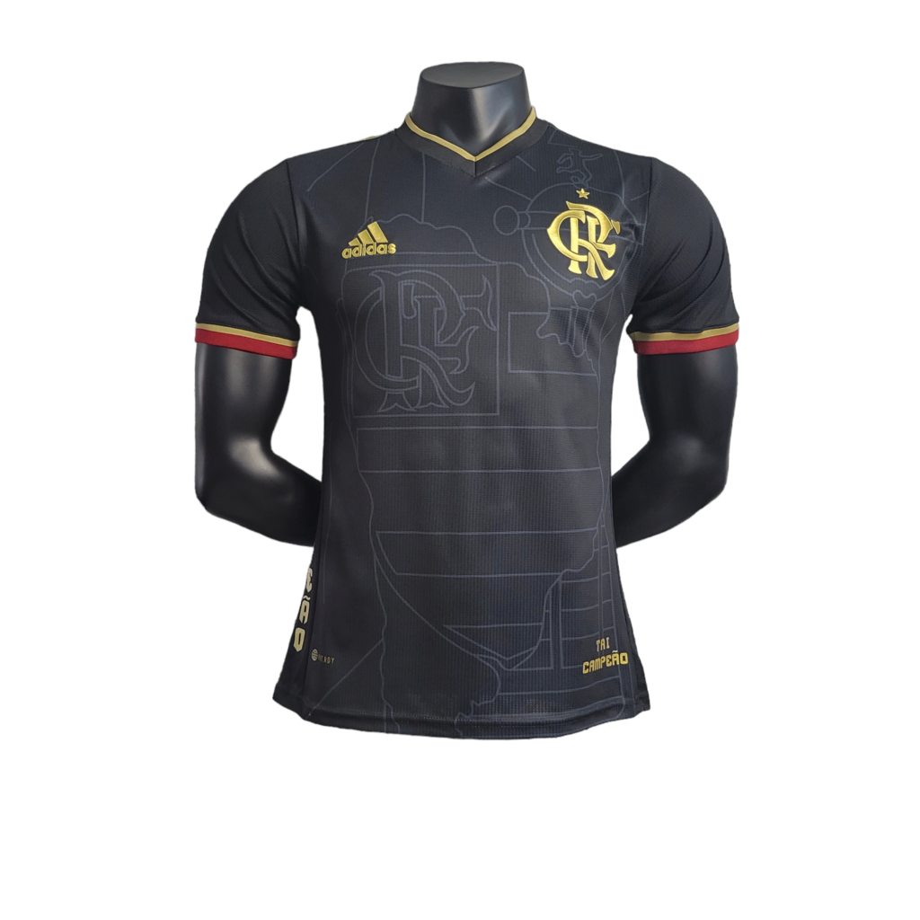 Camisa Flamengo Edição Especial 22/23 Jogador Masculina - Preta com  detalhes em dourado