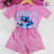 Conjunto cotton short + t shirt Stitch 2 ao 8 - Pirulitando Moda Infantil