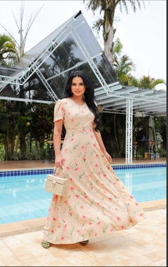 Vestido Longo Floral com Toque de Seda - comprar online