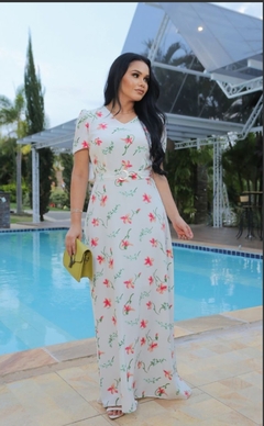 Vestido Longo Floral com Toque de Seda na internet