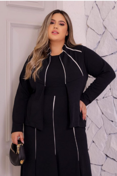 Conjunto Vestido e Blazer Listrado - comprar online