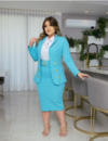 Conjunto Blazer Saia Lápis Midi Cinto 2 Peças