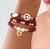 Conjunto de Pulseiras e Brinco Miçangas Paz e Amor Vinho - comprar online