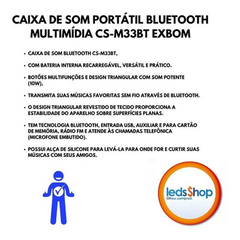 CAIXA DE SOM BLUETOOTH MULTIMIDIA EXBOM CS-M33BT - Leds Shop