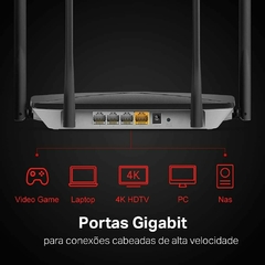 Roteador MERCUSYS AC12G Wireless Gigabit Dual Band AC1200 Preto Semi-Novo com fonte Garantia 30 Dias - loja online