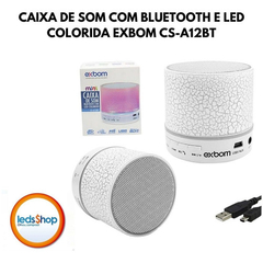 CAIXA DE SOM BLUETOOTH COM ILUMINARIO DE LED RGB EVENTO E FESTA CRACKELADO EXBOM CS-A12BT - Leds Shop