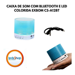 CAIXA DE SOM BLUETOOTH COM ILUMINARIO DE LED RGB EVENTO E FESTA CRACKELADO EXBOM CS-A12BT