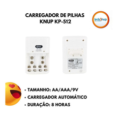 Carregador Bivolt Para Pilhas Recarregável Aa Aaa 9v Kp-512 - Leds Shop