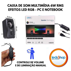 CAIXA DE SOM MULTIMIDIA 2.0 CANAIS CONTROLES DE VOLUME ALIMENTACAO USB E AUDIO P2 - Leds Shop