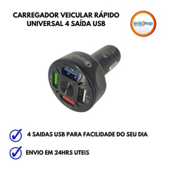 Carregador Veicular Rápido Universal 4 Saída Usb - Leds Shop