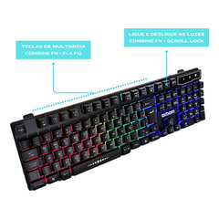 Experiência Gamer Elevada: Teclado Semimecânico Multimídia RGB ABNT2 Exbom BK-151C - Padrão Brasileiro - loja online