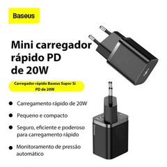 Baseus Carregador De Parede Rápido Tipo C Super Si Qc 20w - comprar online