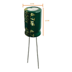 Capacitor Eletrolítico 4,7uf X 450v - 105 Graus kit 50 peças