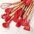 Kit de Utensílios de Cozinha de Silicone cabo de Madeira 12 Peças Vermelho - Globalmix GH413 - comprar online