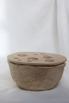 Vaso Texturizado, com Formas Orgânicas em Cerâmica Artesanal G - Greta Caue