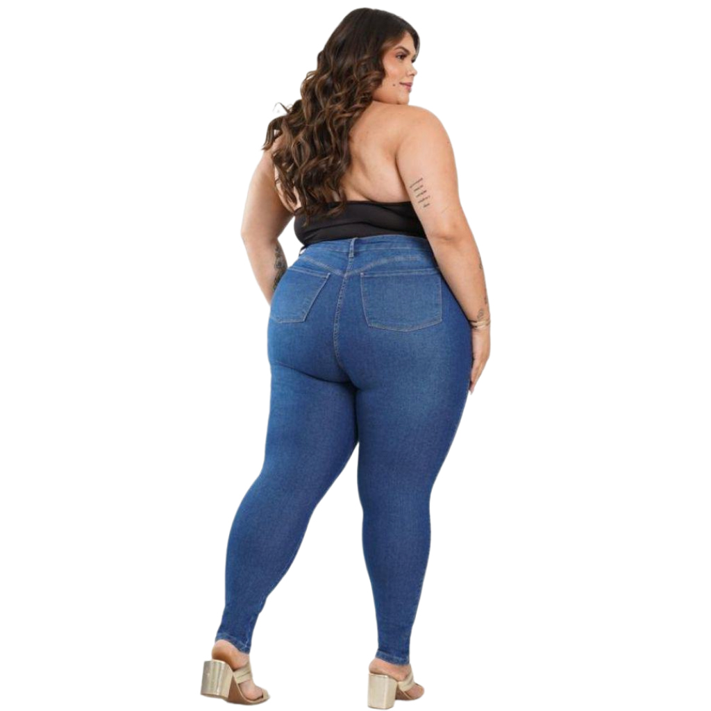 Calça Jeans Feminina Plus Size Meitrix Azul com Elástico Cintura Alta -  Compre Agora - Ane Jeans - 11 Anos