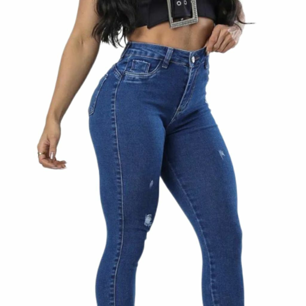 Calça Jeans Cintura Alta Feminina Modelagem Empina Bumbum - 44.