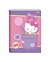 Caderno pequeno brochura Hello Kitty rosa com capa dura e 80 folhas, decorado com desenhos da personagem e corações.