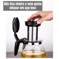 Chaleira De Vidro Com Infusor Para Chá Café Inox Bule Com Tampa - LYM Utilidades