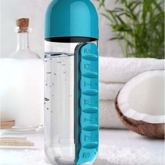 Garrafa Porta Comprimidos Squeeze Fitness de água 650ml - LYM Utilidades