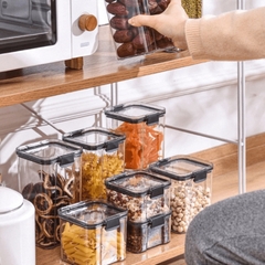 Kit 6 Potes Herméticos em Acrílico Empilhável para Cozinha e Alimentos Organiza Armário, Dispensa e Mantimentos - LYM Utilidades